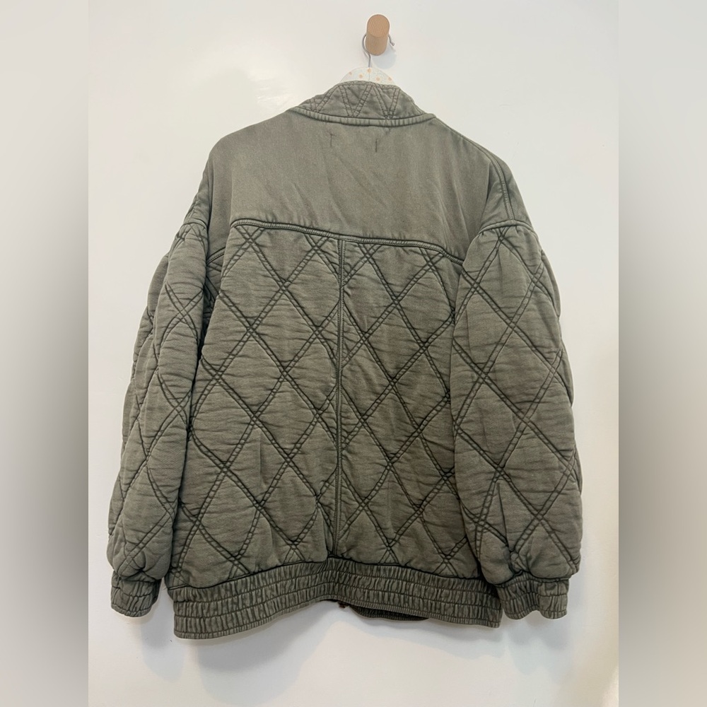 Free People Juno Quilted Oversized Jacket - Olive sz S - Picture 8 of 8